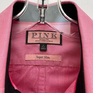 Thomas Pink MENS 16” neck Super Slim Fine Pin Stripe Cotton Dress Shirt.